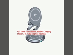 কিউ২ ধাতব দ্রুত ভাঁজযোগ্য ওয়্যারলেস চার্জিং স্টেশন ৩ ইন ১ ৩৬০ ডিগ্রি ঘোরানো